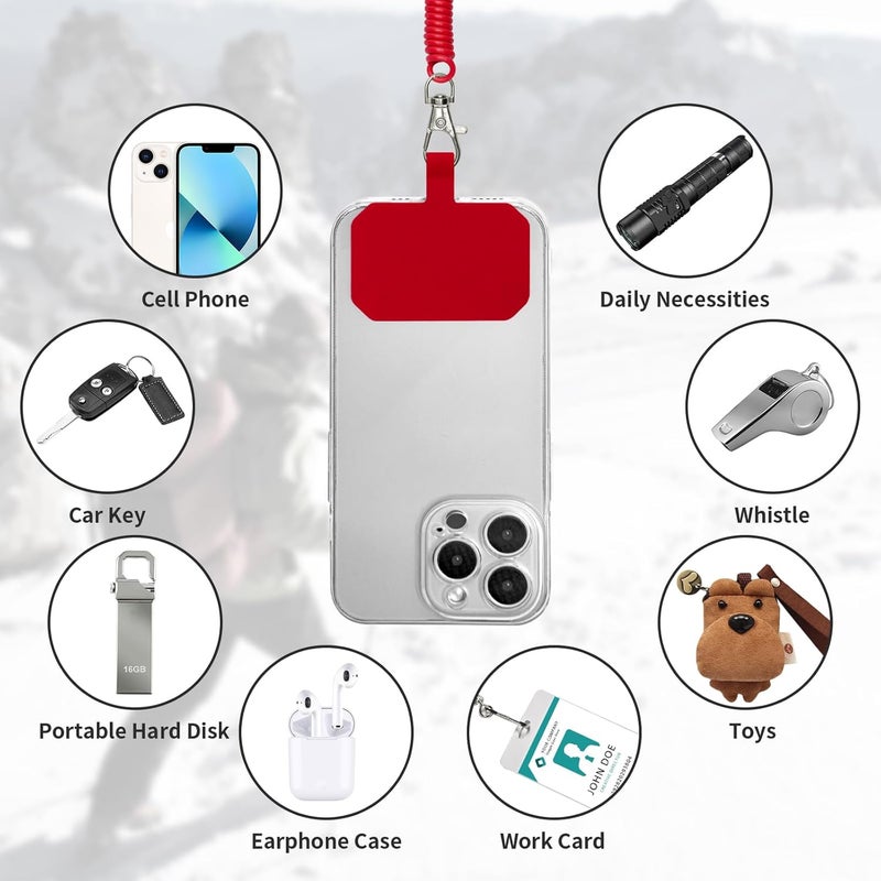 HOTEMIA Phone Tether Lanyard Anti Theft Phone Strap with Carabiner Anti-Drop Outdoor Skiing Hiking Cycling Fishing Climbing fit iPhone and Most Cell Phones (Black+Red) - Image 4